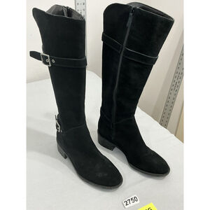 Womans Cole Haan Waterproof Size 6.5 B Black Suede Zipper Tall Riding Boots